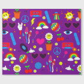 グルービーディスコデイジーマッシュルーム紫 ラッピングペーパー (フラット)