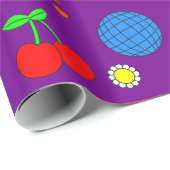 グルービーディスコデイジーマッシュルーム紫 ラッピングペーパー (ロールコーナー)