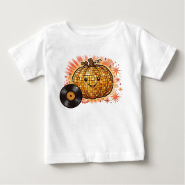 グルービーディスコパンプキンレトロハロウィンベビーTシャツ ベビーTシャツ