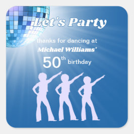 グルービーディスコボールブルーマンズ50歳の誕生日 スクエアシール