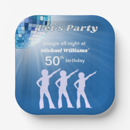 グルービーディスコボールブルーマンズ50歳の誕生日 ペーパープレート