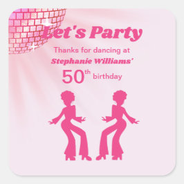 グルービーディスコボール ピンク パープル 女性 50歳の誕生日 スクエアシール