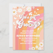 グルービーデイジー 1歳の誕生日招待状 招待状 (正面)