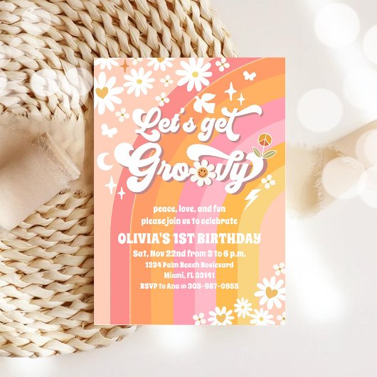 グルービーデイジー 1歳の誕生日招待状 招待状