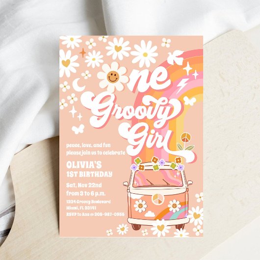 グルービーデイジー 1歳の誕生日招待状 招待状
