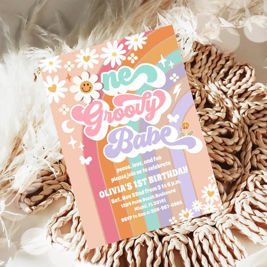 グルービーパステル 1歳の誕生日招待状 招待状