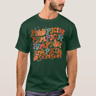グルービーパンプキンシーズンハロー秋ビベスレトロ Tシャツ