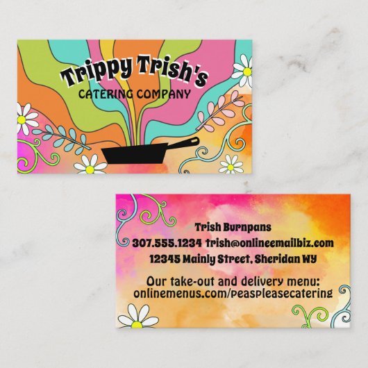 グルービーヒッピーシェフケータリング料理スキレットグルメ 名刺 (正面/裏面)