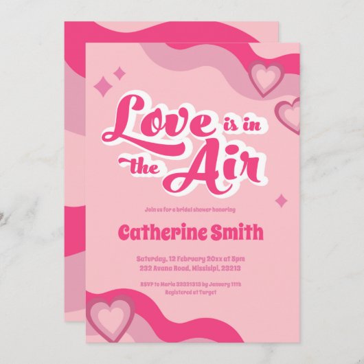 グルービーヒッピーハートブライダルシャワー招待状 招待状 (正面/裏面)