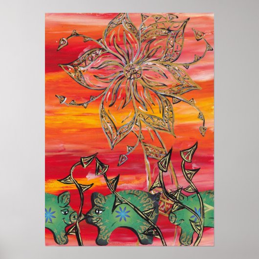 グルービーピッグプリント ポスター (正面)