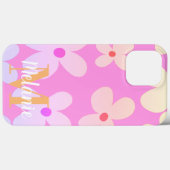 グルービーフラワーの鮮やかオレンジ柄のケース Case-Mate iPhoneケース (裏面 (横))