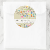 グルービーフラワーガーデンお洒落カラフルフローラ ラウンドシール (バッグ)