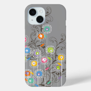 グルービーフラワーガーデンカラフルお洒落フローラアート iPhone 15ケース