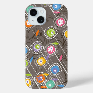 グルービーフラワーガーデンカラフルお洒落フローラアート iPhone 15ケース
