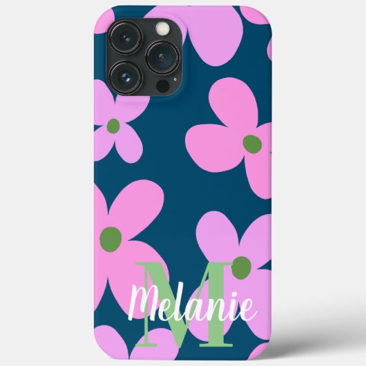 グルービーフラワーピンクネオンパターン名 Case-Mate iPhoneケース (裏面)