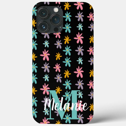 グルービーフラワーブラック柄名無し Case-Mate iPhoneケース (裏面)