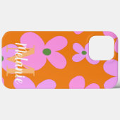 グルービーフラワー明るいオレンジ柄 名前      Case-Mate iPhoneケース (裏面 (横))
