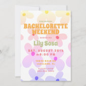 グルービーフローラ レトロ バチェロレッテウィークエンド レインボー 招待状 (正面)