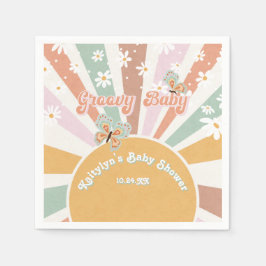 グルービーベビーデイジーレトロ70sヒッパイサンシャインガール スタンダードカクテルナプキン