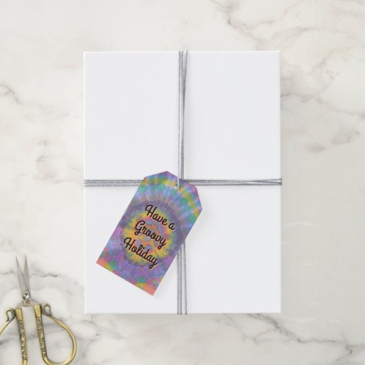グルービーレインボータイダイ  ギフトタグ (より糸付き)