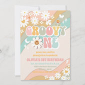 グルービーレインボーデイジー1歳誕生日招待状 招待状 (正面)