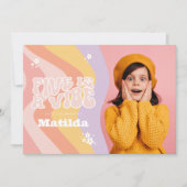 グルービーレインボーファイブはビー卜 60's デイジー写真 招待状 (正面)