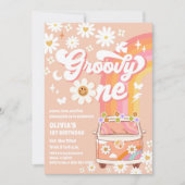 グルービーレインボー1歳の誕生日招待状 招待状 (正面)