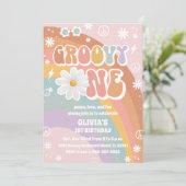 グルービーレインボー1歳誕生日招待状 招待状 (スタンド正面)
