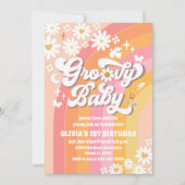 グルービーレインボー1歳誕生日招待状 招待状 (正面)