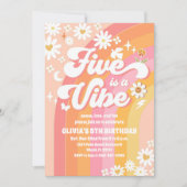 グルービーレインボー5歳誕生日招待状 招待状 (正面)