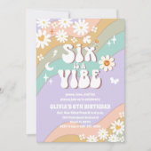 グルービーレインボー 6歳の誕生日招待状 招待状 (正面)