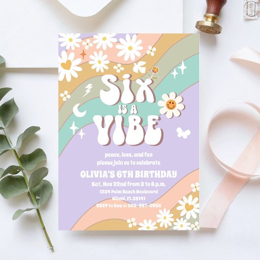 グルービーレインボー 6歳の誕生日招待状 招待状