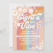 グルービーレインボー 8歳の誕生日お誘い状 招待状 (正面)