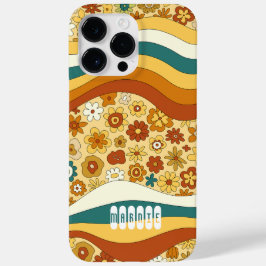 グルービーレトロストライプフラワーチャイルドモノグラム名 Case-Mate iPhone 14 PRO MAXケース
