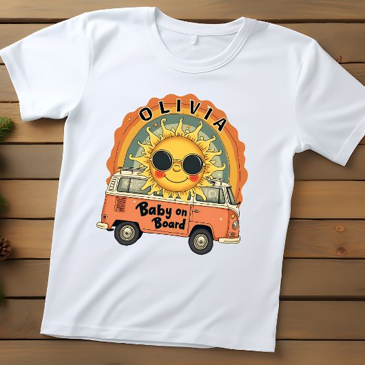 グルービーレトロスマイル赤ちゃん太陽 ベビーTシャツ