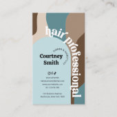 グルービーレトロティール(緑がかった色)&ベージュヘアサロン美容師 名刺 (正面)