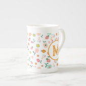 グルービーレトロデイジー花パターボホフローラ ボーンチャイナマグカップ (正面右)