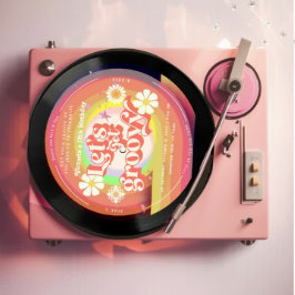 グルービーレトロビニールレインボーデイジー 招待状