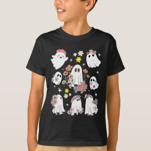 グルービーレトロフローラ幽霊ヒッパイキュートハロウィーンSp Tシャツ