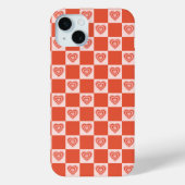グルービーレトロロマンティックラブハート赤市松模様 Case-Mate iPhoneケース (裏面)