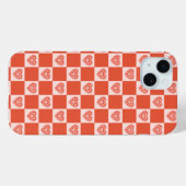 グルービーレトロロマンティックラブハート赤市松模様 Case-Mate iPhoneケース (裏面 (横))