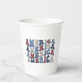 グルービーレトロ愛国アメリカのタイポグラフィ 紙コップ