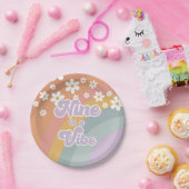 グルービーレトロNine is a Vibe虹色紙皿 ペーパープレート (パーティー)