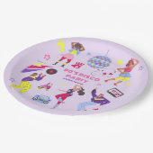 グルービーローラディスコパープルパーティーミレニアルレトロ ペーパープレート (アングル)