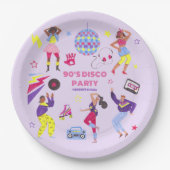 グルービーローラディスコパープルパーティーミレニアルレトロ ペーパープレート (正面)