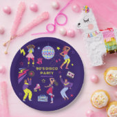 グルービーローラディスコパープルパーティーミレニアルレトロ ペーパープレート (パーティー)