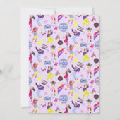 グルービーローラディスコ女の子パープルパーティーレトロ 招待状 (裏面)