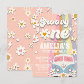 グルービーワンダイジーのファーストバースデー招待状 招待状 (正面/裏面)