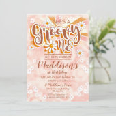 グルービーワンパーティの招待状ヒッピー絞り染めデイジー 招待状 (スタンド正面)