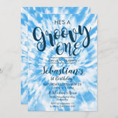 グルービーワンパーティの招待状ヒッピー絞り染めボーイ 招待状 (正面/裏面)